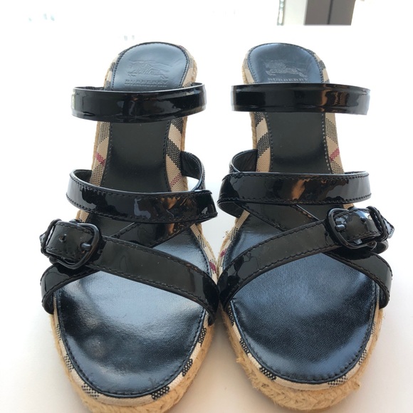 Burberry espadrille Wedges black patent - Picture 1 of 5